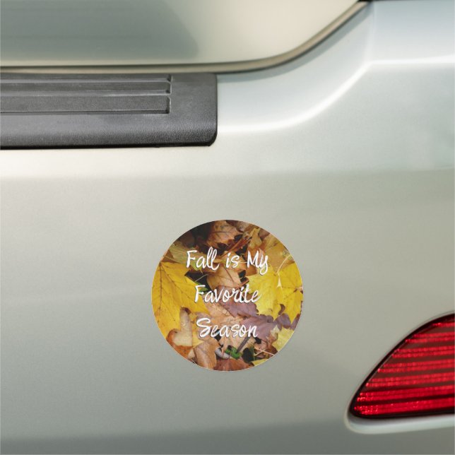 Fallen Maple Leaves Yellow Autumn Nature Car Magnet (In Situ)
