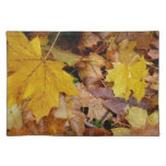 Fallen Maple Leaves Yellow Autumn Nature Cloth Placemat