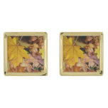 Fallen Maple Leaves Yellow Autumn Nature Cufflinks