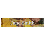 Fallen Maple Leaves Yellow Autumn Nature Desk Name Plate
