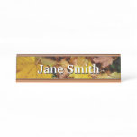 Fallen Maple Leaves Yellow Autumn Nature Desk Name Plate