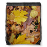 Fallen Maple Leaves Yellow Autumn Nature Drawstring Bag