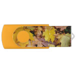 Fallen Maple Leaves Yellow Autumn Nature Flash Drive