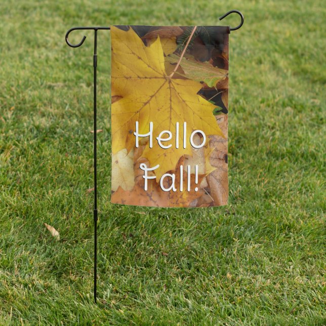 Fallen Maple Leaves Yellow Autumn Nature Garden Flag (In SItu)
