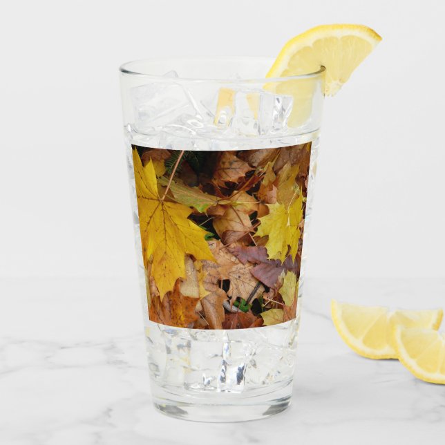 Fallen Maple Leaves Yellow Autumn Nature Glass (Back Ice)