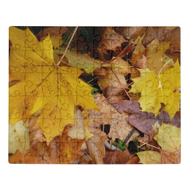 Fallen Maple Leaves Yellow Autumn Nature Jigsaw Puzzle (Puzzle Horizontal)