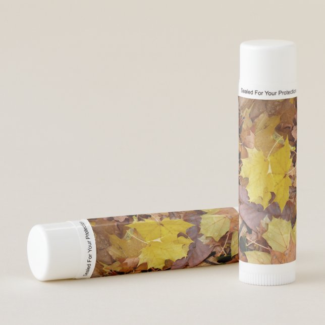 Fallen Maple Leaves Yellow Autumn Nature Lip Balm (Front)