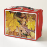 Fallen Maple Leaves Yellow Autumn Nature Metal Lunch Box
