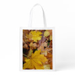 Fallen Maple Leaves Yellow Autumn Nature Reusable Grocery Bag