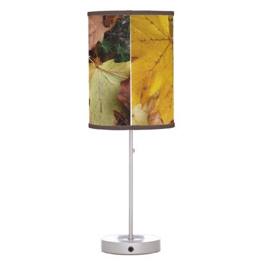 Fallen Maple Leaves Yellow Autumn Nature Table Lamp (Back)