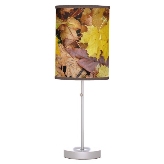 Fallen Maple Leaves Yellow Autumn Nature Table Lamp (Front)