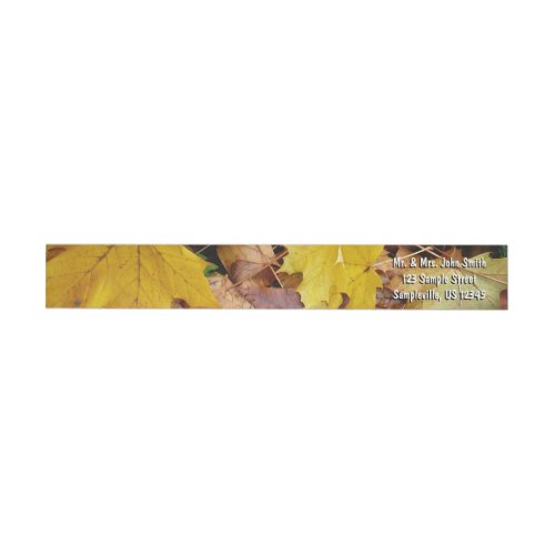 Fallen Maple Leaves Yellow Autumn Nature Wrap Around Label