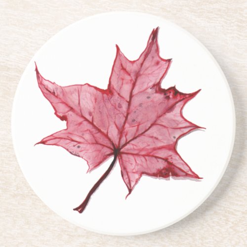Fallen Red Maple Leaf Sandstone Coaster