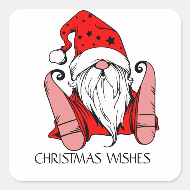  Fallen Santa Gnome Christmas Square Sticker  (Front)