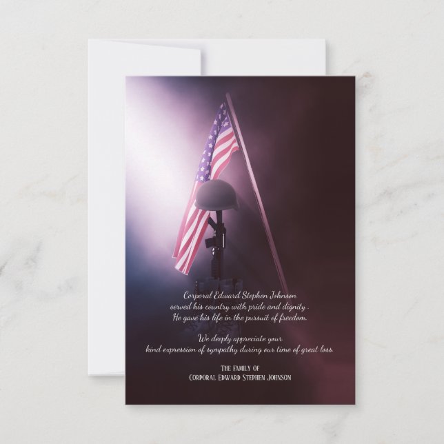 Fallen Soldier Funeral Thank You Cards (Front)