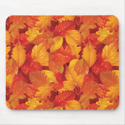 Fallen wet leaves Autumnal background Mouse Pad