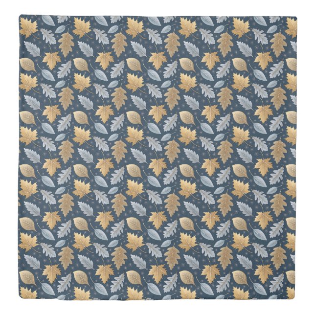 Fallen Winter Leaves dusted by Frost Duvet Cover (Front)