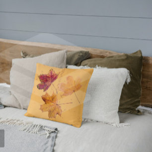 Falling Autumn Leaves Brown and Orange Pillow