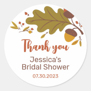 Falling Autumn Leaves Fall Season Bridal Shower Classic Round Sticker