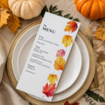 Falling Autumn Leaves Fall Wedding Dinner Menu<br><div class="desc">Falling autumn leaves set this wedding stationery suite apart from the rest. You may customize all of the text. Coordinating items available.</div>