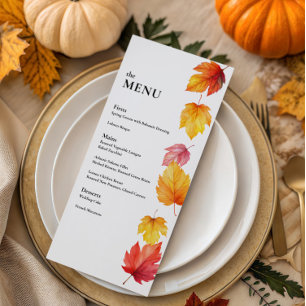 Falling Autumn Leaves Fall Wedding Dinner Menu