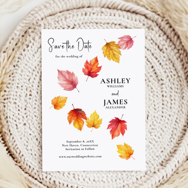 Falling Autumn Leaves, Fall Wedding Save the Date Invitation (Creator Uploaded)