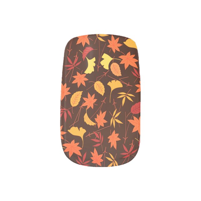 Falling Autumn Leaves - Minx Nail Art (Left Thumb)