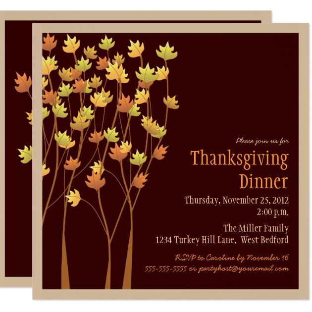 Falling Autumn Leaves Thanksgiving Invitation