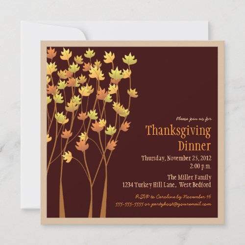 Falling Autumn Leaves Thanksgiving Invitation