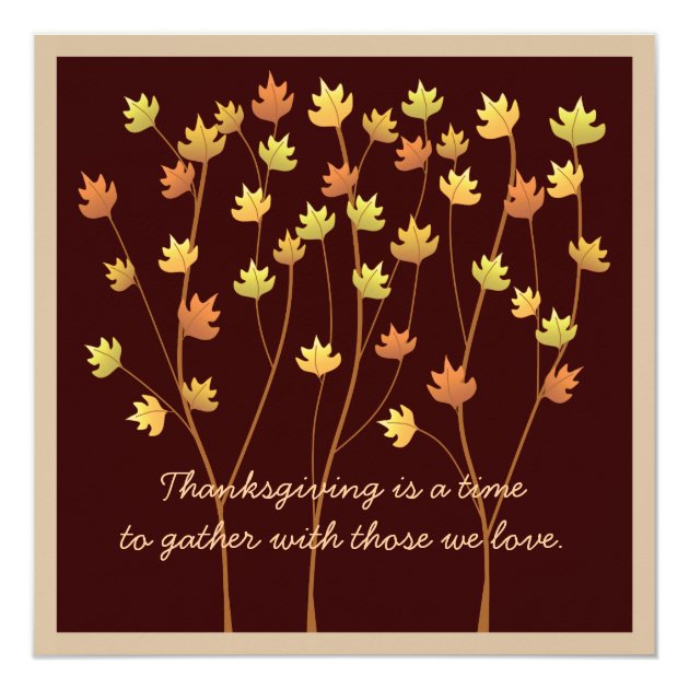 Falling Autumn Leaves Thanksgiving Invitation