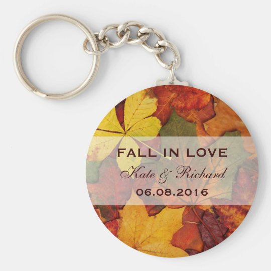 Falling Autumn Leaves Wedding Favor Keychain