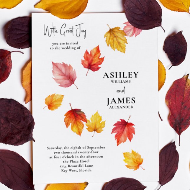 Falling Autumn Leaves Wedding Invitation (Creator Uploaded)