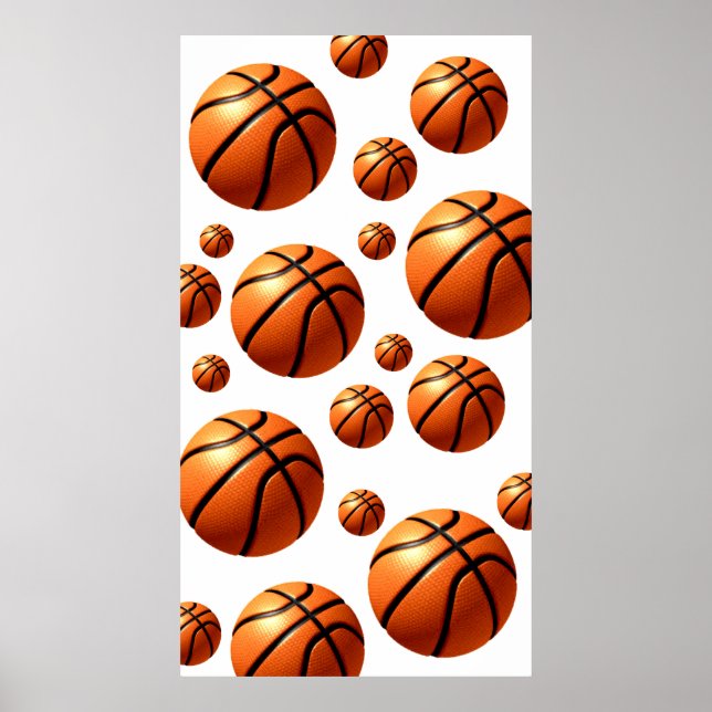 Falling Balls Motivational Basketball Artwork Poster (Front)