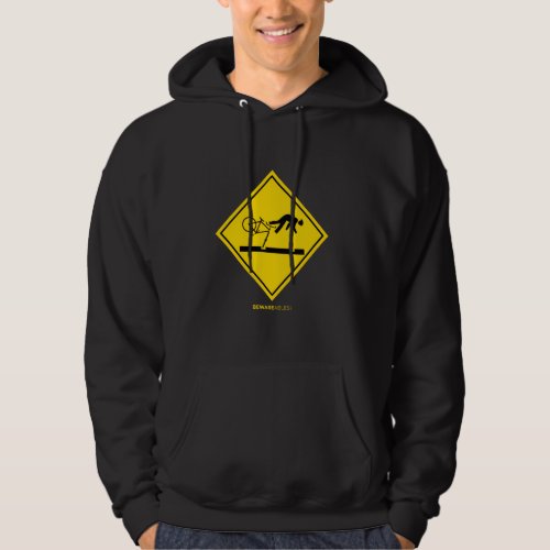 Falling Bicyclists Ahead Caution Sign Funny Cyclin Hoodie