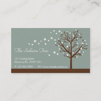 Falling Blossoms - Blue Business Card by fireflidesigns at Zazzle