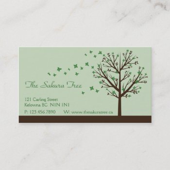 Falling Blossoms - Green Business Card by fireflidesigns at Zazzle