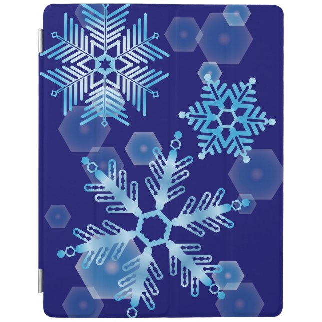 Falling Blue Snowflakes iPad Smart Cover (Front)