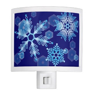 Falling Blue Snowflakes Night Light