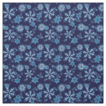 Falling Blue Snowflakes Pattern Fabric