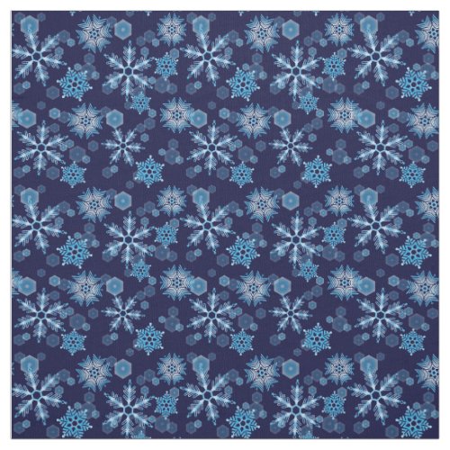 Falling Blue Snowflakes Pattern Fabric