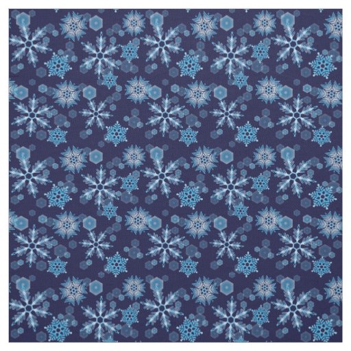 Falling Blue Snowflakes Pattern Fabric