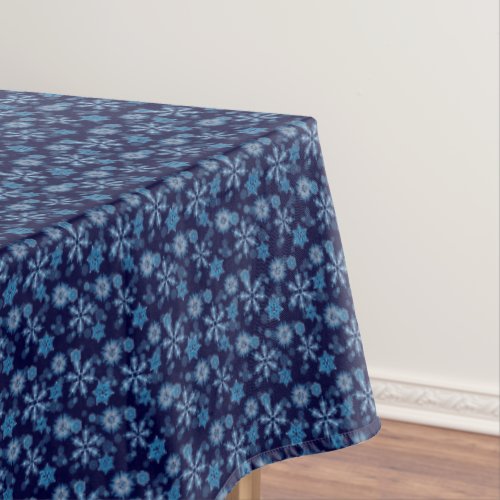 Falling Blue Snowflakes Pattern Tablecloth