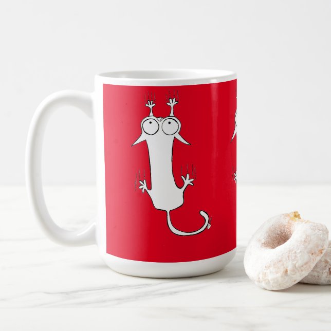 FALLING CAT RED  CATS MUG (With Donut)
