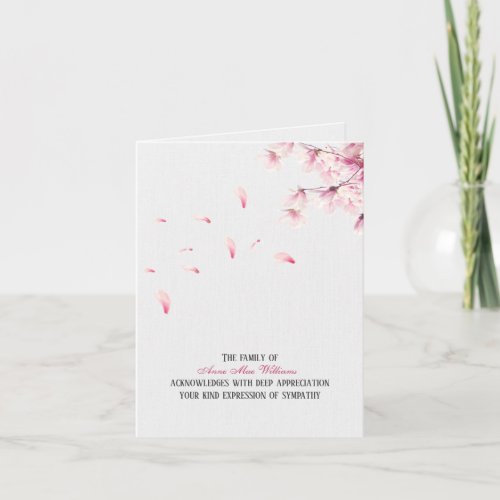 Falling Cherry Blossoms Sympathy Thank You Card
