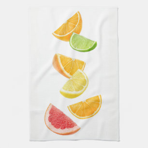 Falling citrus slices towel