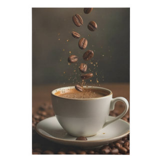 Falling coffee beans faux canvas print