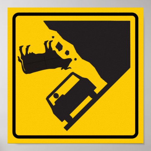 Falling Cow Zone Highway Sign