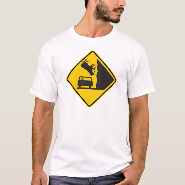Falling Cow Zone Highway Sign T-Shirt (Front)