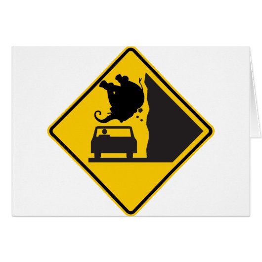 Falling Elephant Zone Highway Sign Cards (Front Horizontal)