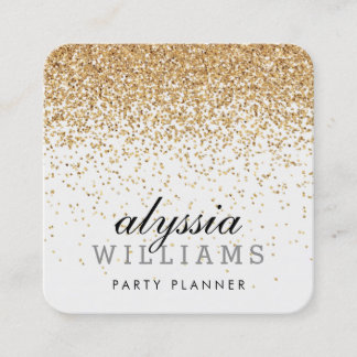 FALLING FAUX GOLD CONFETTI cute cascading luxe Square Business Card